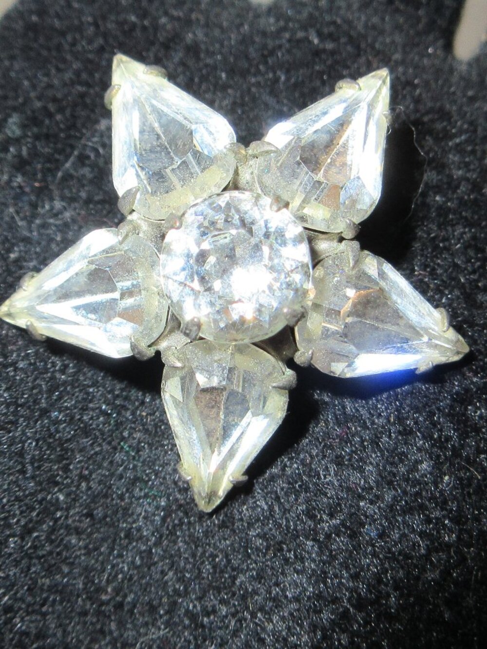 SPECTACULAR~EARLY~ RHINESTONE "STARBURST" BROOCH~WEISS? STUNNING!~APPROX.1 1/4"